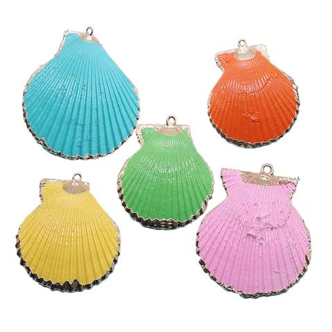 Pendentifs Coquille Saint-Jacques Naturelle Bord Doré Breloques Coquillage pour Création de Bijoux DIY Colliers Boucles d'Oreilles