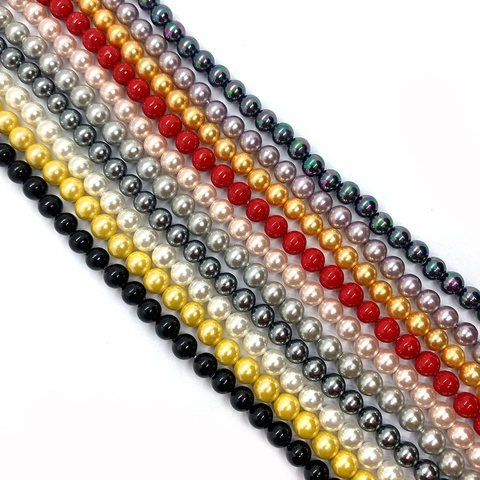 Multicolor Painted Glass Artificial Pearl Loose Beads Round Spacer Beads For DIY Jewelry Making Bracelet Necklace Accessories