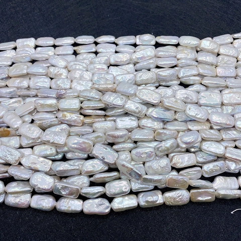 Süßwasserperles de Süßwasserperles Baroques d'eau Douce Naturelles Rectangle Fil de Süßwasserperles Mobiles Blanc Irisé pour Création de Bijoux de Mariage DIY Femme