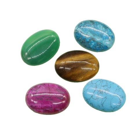 Natural Stone Oval Cabochon Beads Tiger Eye Agate Turquoise DIY Jewelry Making Ring Pendant Flatback Stone Cabochons