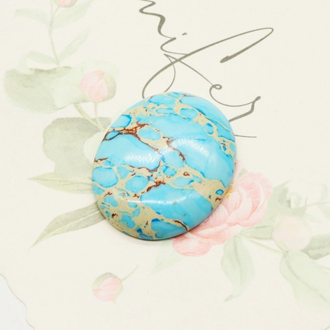 Pierre Naturelle Turquoise Bleue Cabochon Ovale Dos Plat Sans Trou Gemme pour Fabrication de Bijoux DIY Bague Pendentif