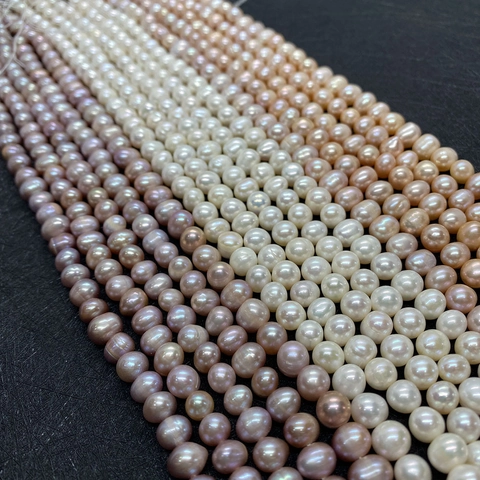 Natural Freshwater Pearl Loose Beads Irregular Round Beads For DIY Jewelry Making For Women White Pink Purple Pearls Gift