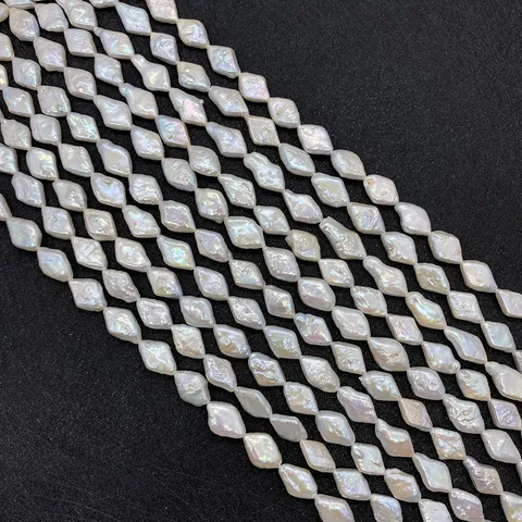 Natural Freshwater Pearl Beads Rhombus Shape Baroque Iridescent White Loose Beads For DIY Necklace Bracelet Jewelry Making Accessories