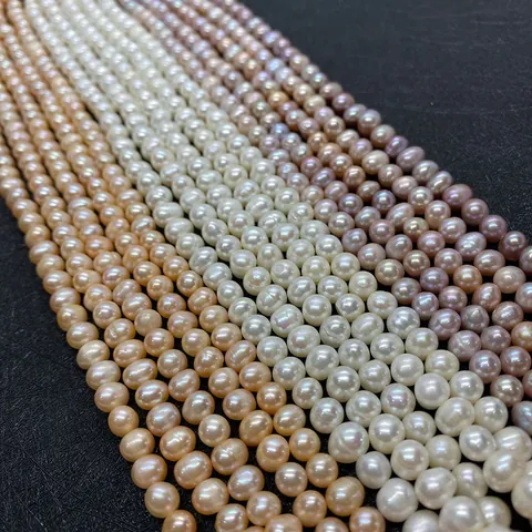 Perles d'Eau Douce Naturelles en Vrac Forme Patate Rondes Perforées Pour Création de Bijoux DIY Collier Bracelets Cadeau Femme