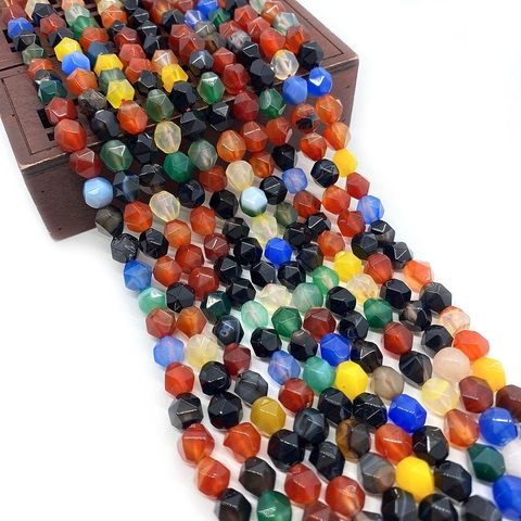 Natural Stone Faceted Loose Beads Opal Agate Amethyst Tiger Eye Round Beads For DIY Bracelet Necklace Jewelry Making Accessory
