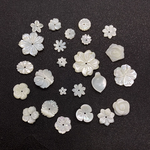 Natural Mother Of Pearl Shell Carved Flower Beads White Floral Leaf Shaped Loose Spacer Beads For DIY Jewelry Making Accessories