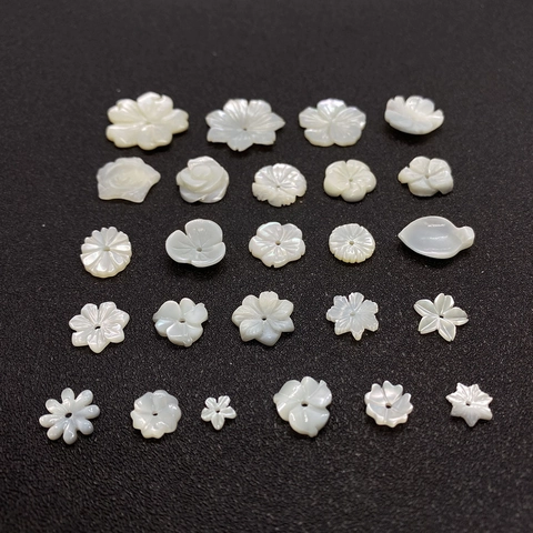 Natural Mother Of Pearl Shell Carved Flower Beads White Floral Leaf Shaped Loose Spacer Beads For DIY Jewelry Making Accessories