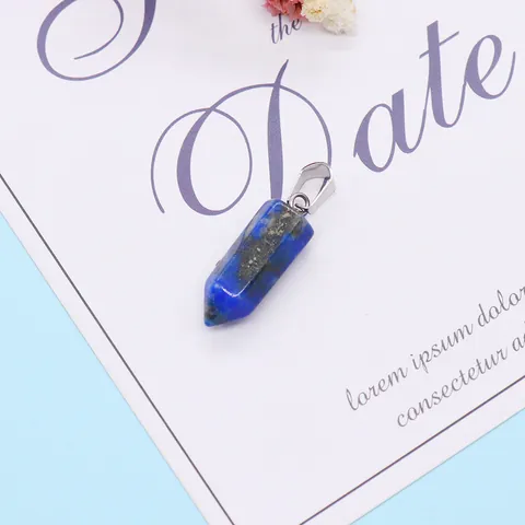 Natural Stone Hexagonal Column Crystal Point Pendant Polished Healing Stone For DIY Jewelry Necklace Making Accessory