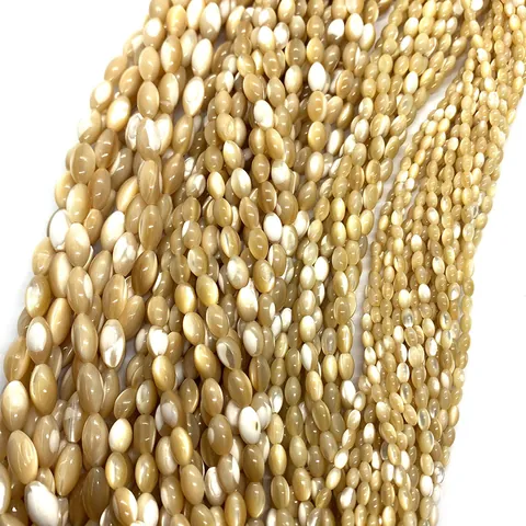 Perline Sciolte Naturali in Madreperla a Forma di Riso Lucidate Iridescenti Distanziatori per Creazione di Gioielli e Braccialetti DIY
