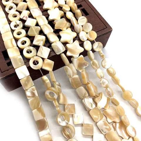 Natural Mother Of Artificial Pearl Shell Beads Various Shapes Star Heart Geometric Loose Beads For DIY Necklace Jewelry Making
