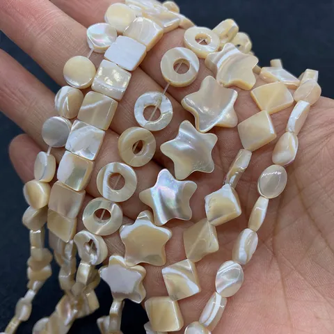 Natural Mother Of Artificial Pearl Shell Beads Various Shapes Star Heart Geometric Loose Beads For DIY Necklace Jewelry Making