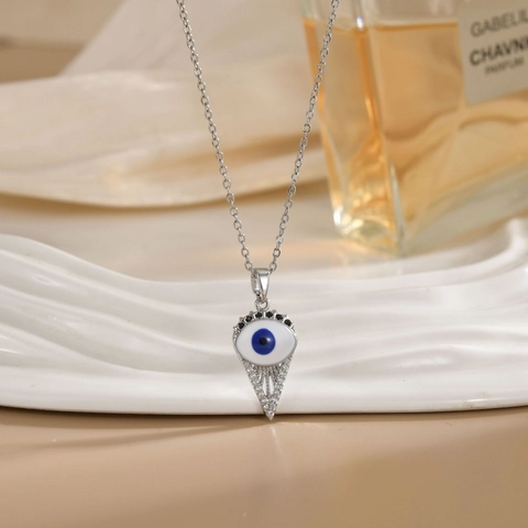 Collana con Pendente Occhio del Diavolo Turco Rame Ecologico Zirconia Intarsiata Oro Argento Placcato Gioielli da Donna
