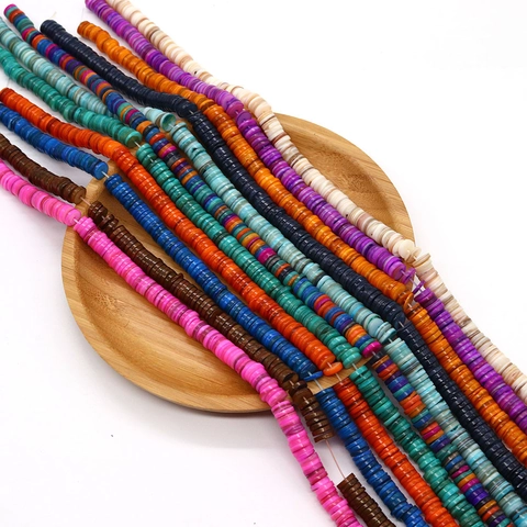 Perline Heishi in Conchiglia Naturale Tinto Colorato Disco Piatto Tondo Distanziali Per DIY Creazione Gioielli Bracciale Collana