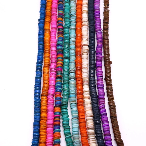 Perline Heishi in Conchiglia Naturale Tinto Colorato Disco Piatto Tondo Distanziali Per DIY Creazione Gioielli Bracciale Collana