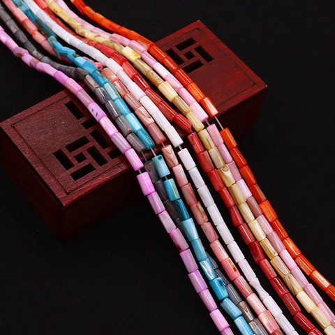 Natural Freshwater Shell Beads Cylinder Tube Spacer Loose Beads For DIY Necklace Bracelet Jewelry Making Accessories
