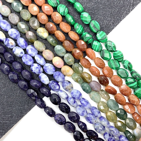 Gefacetteerde Ovale Natuursteen Kralen Losse Kralen Voor DIY Ketting Armband Sieraden Maken Tijgeroog Goudsteen Agaat Kralen