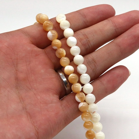 Natural Mother Of Pearl Shell Round Loose Beads Polished White Natural Color For DIY Necklace Bracelet Jewelry Making Accessories