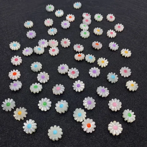 Natural White Shell Daisy Flower Beads For DIY Jewelry Making Colorful Floral Loose Beads For Bracelets And Necklaces Craft Supplies