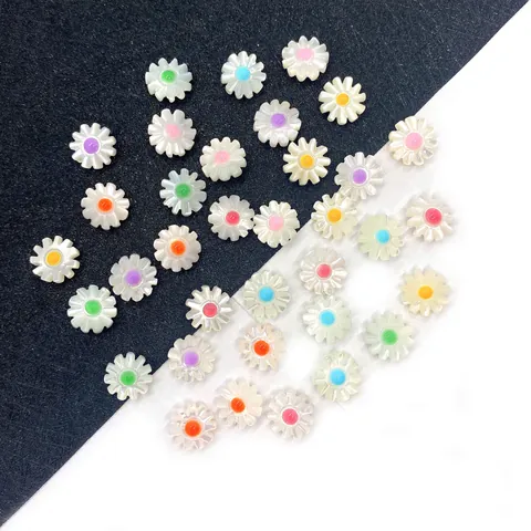 Natural White Shell Daisy Flower Beads For DIY Jewelry Making Colorful Floral Loose Beads For Bracelets And Necklaces Craft Supplies