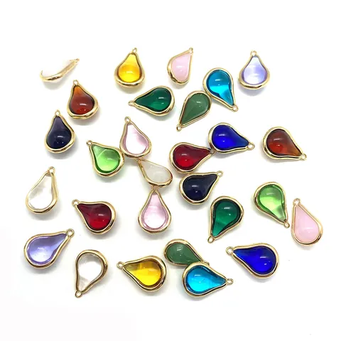Pendentif en Pierre Naturelle Forme de Goutte Sans Chaîne Accessoires de Fabrication de Bijoux DIY Bordure en Alliage Doré