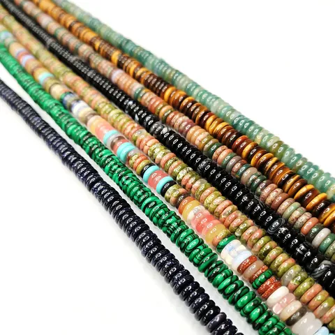 Natural Stone Heishi Disc Beads Abacus Spacer Beads Polished Gemstones For DIY Necklace Bracelet Jewelry Making Accessory