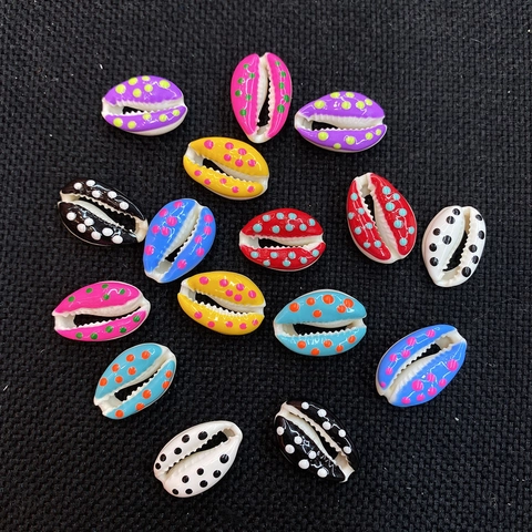 Natural Cowrie Shell Beads With Polka Dot Print Colorful Spotted Shell Charms For DIY Jewelry Making Bracelet Necklace Accessories