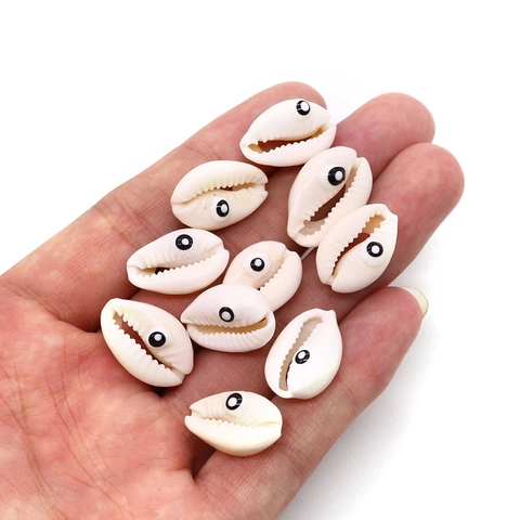 Natural Cowrie Shell Evil Eye Beads Conch Shape Painted Shell Loose Beads For Jewelry Making DIY Bracelet Necklace Accessory