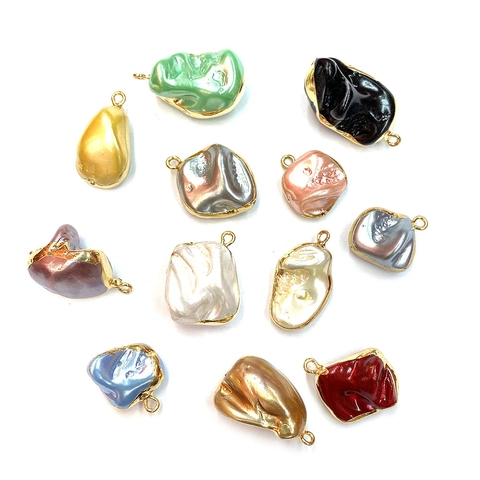 Natural Shell Irregular Tooth Pendant Gold Plated Baroque DIY Jewelry Making Multi-color Boho Pendants Women Jewelry