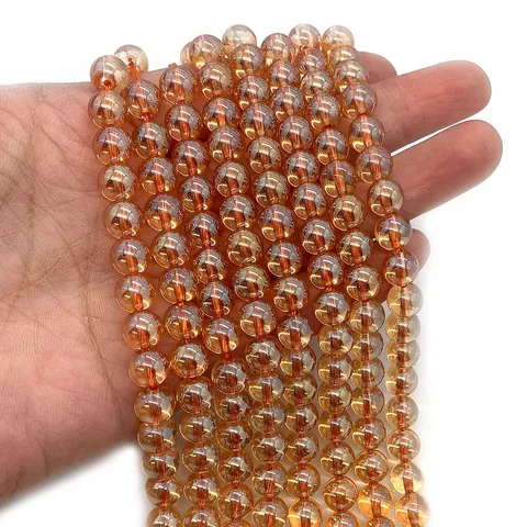 Perles en Vrac Rondes en Cristal Blanc Électroplaqué Naturel pour Fabrication de Colliers Bracelets DIY Perles Aura Irisées Ambre