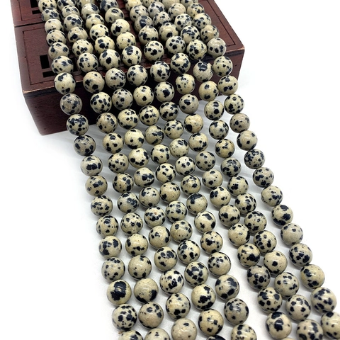 Natural Dalmatian Jasper Loose Beads Round Stone Beads Spotted Pattern DIY Jewelry Making For Necklace Bracelet