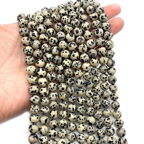 Natural Dalmatian Jasper Loose Beads Round Stone Beads Spotted Pattern DIY Jewelry Making For Necklace Bracelet