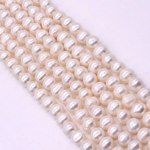 Natürliche Süßwasserperlen Loseperlen Beinahe Rund Hoher Glanz Weiße Perlenkette Für DIY Schmuckherstellung Damen Elegante Halskette Zubehör