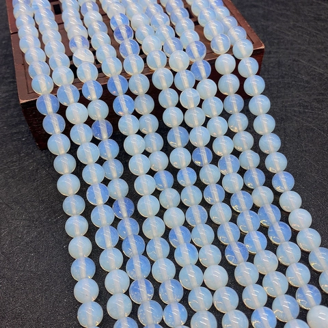 Natural Stone Opalite Smooth Round Loose Beads Translucent Moonstone Style Beads For DIY Jewelry Making Bracelet Necklace