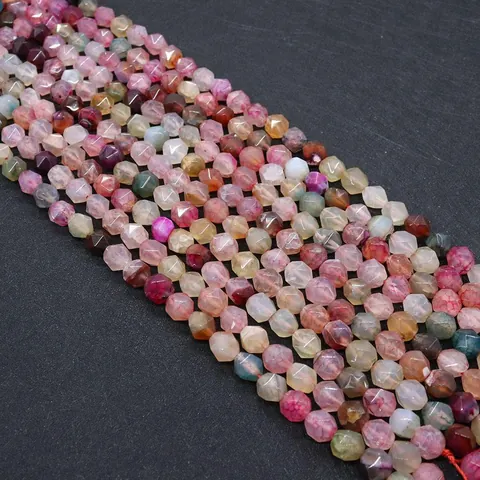 Natural Stone Faceted Dragon Vein Agate Round Loose Beads For DIY Bracelet Necklace Jewelry Making Handicraft Supplies
