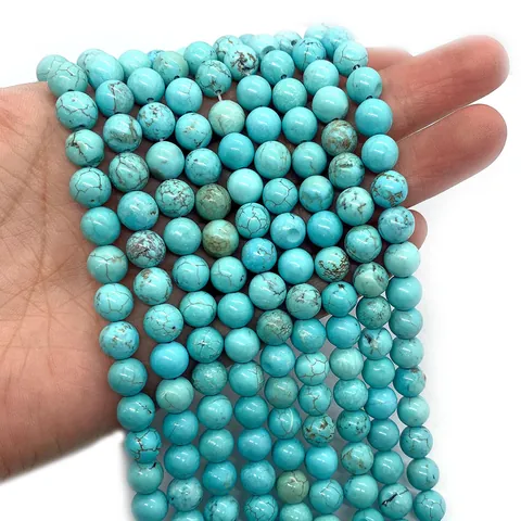 Natuursteen Turkoois Ronde Kralen Gepolijste Losse Kralen Voor DIY Armband Ketting Sieraden Maken Accessoires