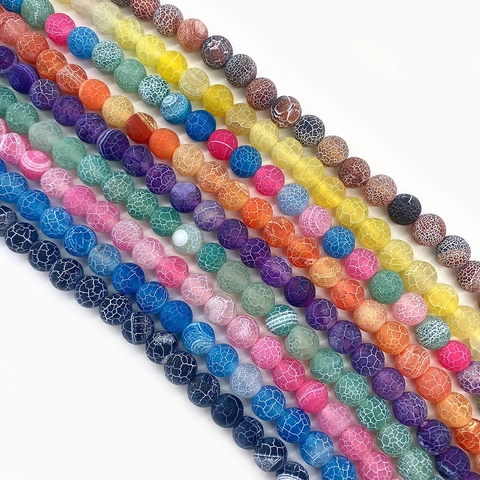 Natural Stone Round Beads Dragon Vein Agate Weathered Loose Beads For DIY Jewelry Making Necklace Accessories Handmade Jewelry Parts