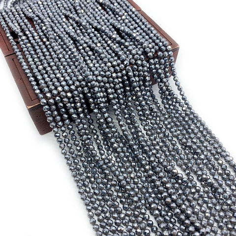 Natural Hematite Faceted Loose Beads Round Sphere Stone Beads For DIY Jewelry Bracelet Making Findings Accessories