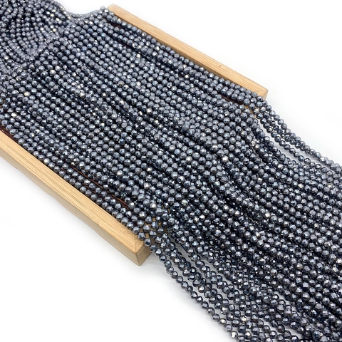 Natural Hematite Faceted Loose Beads Round Sphere Stone Beads For DIY Jewelry Bracelet Making Findings Accessories