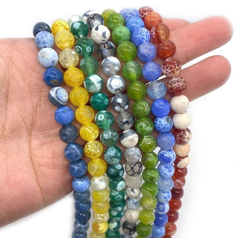 Natural Dragon Vein Agate Loose Beads Polished Round Stone Beads For DIY Jewelry Making Bracelet Necklace Findings Craft