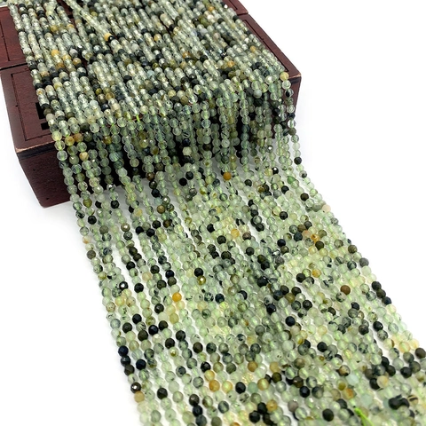 Natural Green Prehnite Faceted Loose Beads Round Ball Stone For DIY Bracelet Necklace Earring Jewelry Making Accessory