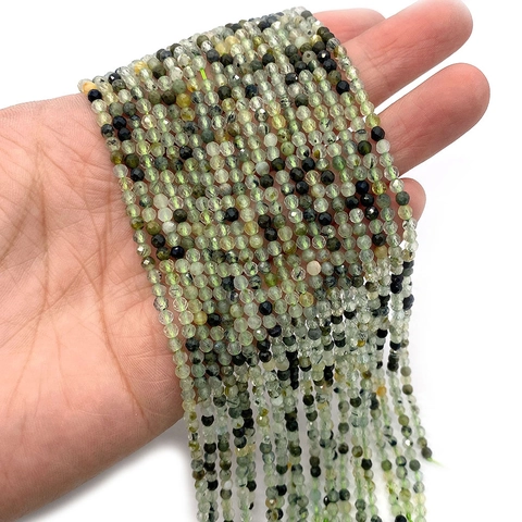Natural Green Prehnite Faceted Loose Beads Round Ball Stone For DIY Bracelet Necklace Earring Jewelry Making Accessory