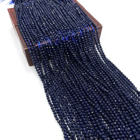 Perles en Vrac Rondes Facettées en Grès Bleu pour Fabrication de Bijoux DIY Ciel Étoilé Paillettes pour Bracelet Collier