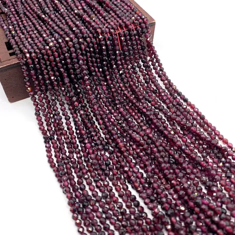Natural Faceted Garnet Beads For DIY Jewelry Making Dark Red Spherical Stone Loose Beads For Bracelet Necklace Wedding Accessories