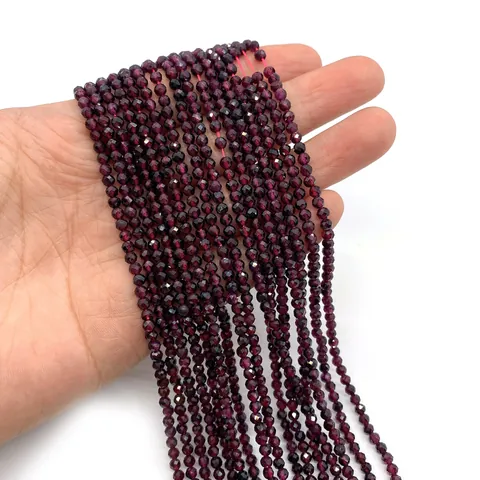 Natural Faceted Garnet Beads For DIY Jewelry Making Dark Red Spherical Stone Loose Beads For Bracelet Necklace Wedding Accessories