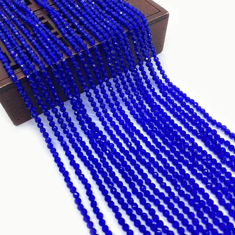 Perle Sciolte in Vetro Tondo Sfaccettato Blu Per Creazione Di Gioielli Fai-Da-Te Collana Bracciale Accessori Stile Spinello