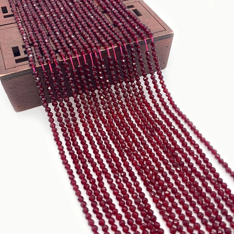 Gefacetteerde Glas Kralen Rond Voor DIY Sieraden Maken Accessoires Wijnrood Granaat Look Losse Kralen Vrouwen Sieraden