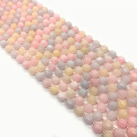 Perline Sfaccettate in Pietra Naturale Morganite Colori Macaron Multicolore Perline Distanziatrici Rotonde per Creazione di Gioielli DIY