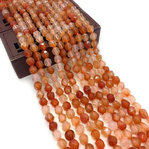 Perline Sfaccettate in Agata Rossa Naturale Tondo Irregolare Pietra Preziosa Per Collana Bracciale DIY Accessori Per Creazione Gioielli