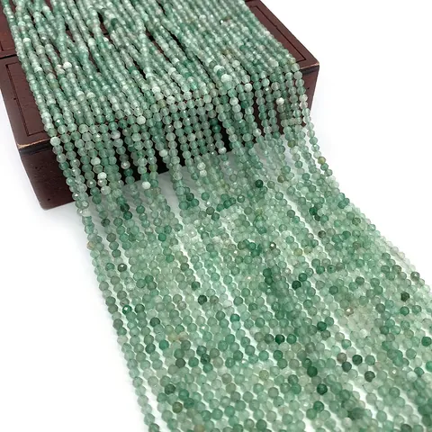 Natürliche Grüne Aventurin Facettierte Runde Perlen Für Schmuckherstellung DIY Armband Halskette Kleine Edelstein Lose Perlen