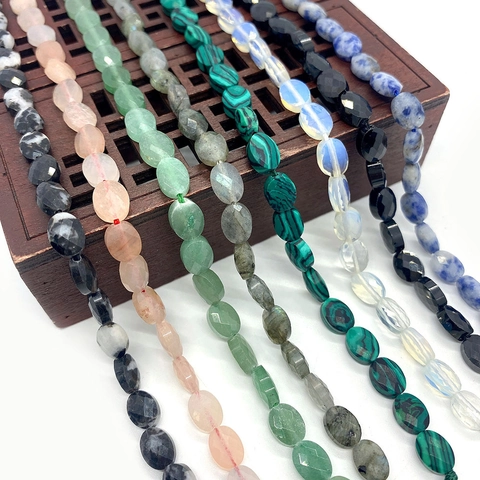 Gefacetteerde Ovale Natuursteen Kralen Voor DIY Sieraden Maken Gepolijste Halfedelsteen Losse Kralen Strang Voor Ketting Armband Sieraden Maken